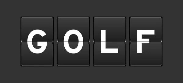 Black Color Analog Flip Board Word Golf Gray Background — Stock Vector