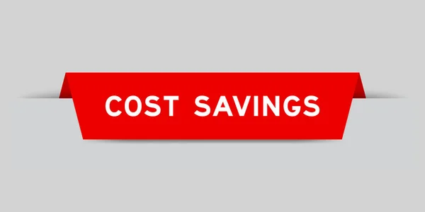 Etiqueta Color Rojo Insertada Con Ahorro Costes Palabra Sobre Fondo — Vector de stock