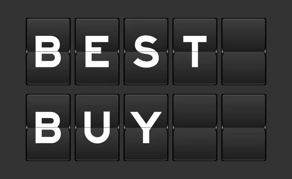 Black Color Analog Flip Board Word Best Buy Gray Background — Stock Vector