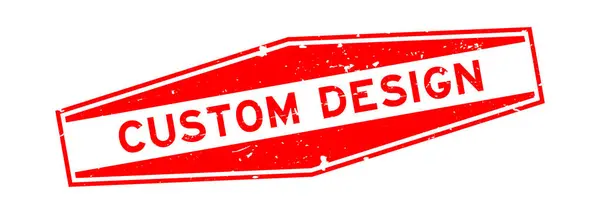 Grunge Red Custom Design Wort Sechskant Gummidichtung Stempel Auf Weißem — Stockvektor