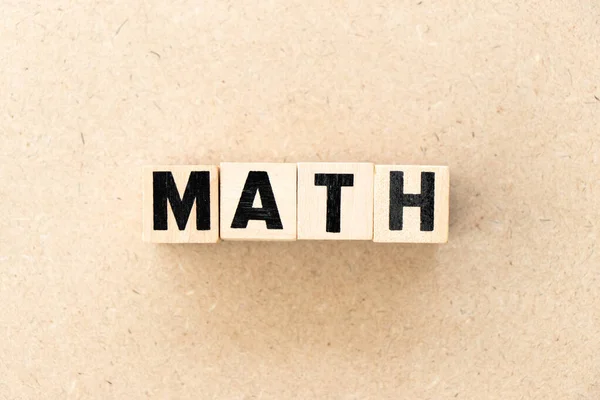 Alfabeto Letra Bloque Palabra Matemáticas Sobre Fondo Madera — Foto de Stock