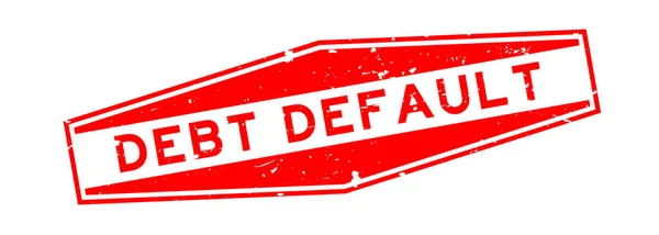 Grunge Red Debt Default Word Hexagon Rubber Seal Stamp Auf — Stockvektor
