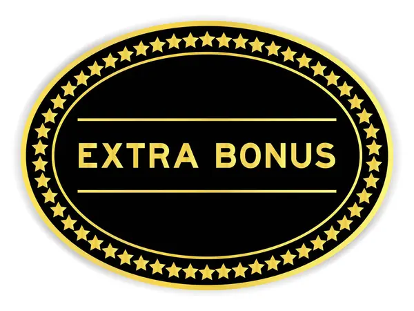 Zwart Goud Kleur Ovale Label Sticker Met Woord Extra Bonus — Stockvector
