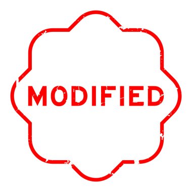 Grunge kırmızı kelime değiştirilmiş beyaz arkaplanda lastik mühür damgası