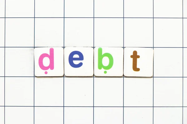 白格背景下的彩色字母表债务 — 图库照片