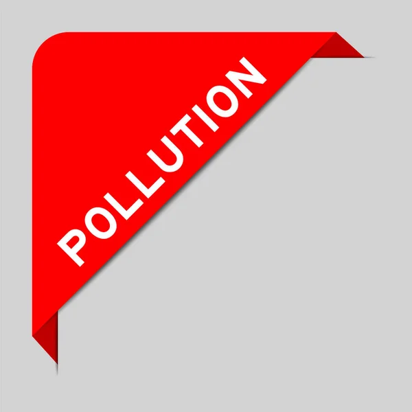 Colore Rosso Del Banner Con Etichetta Angolo Con Inquinamento Parole — Vettoriale Stock