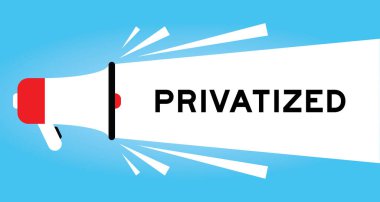 Mavi arkaplanda beyaz pankartta özelleştirilmiş kelime ile renk megafonu simgesi