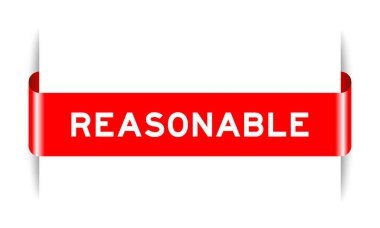 Beyaz arkaplanda makul sözcüğe sahip kırmızı etiketli pankart eklendi