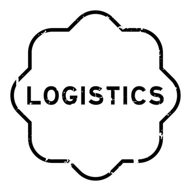 Grunge siyah lojistik kelime beyaz arka planda lastik mühür