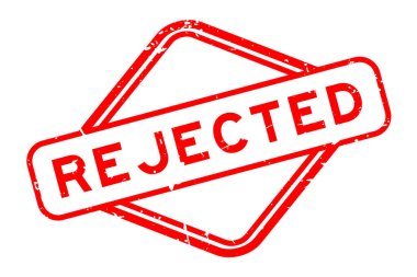 Grunge kırmızısı beyaz arka planda lastik mühür kelimesini reddetti