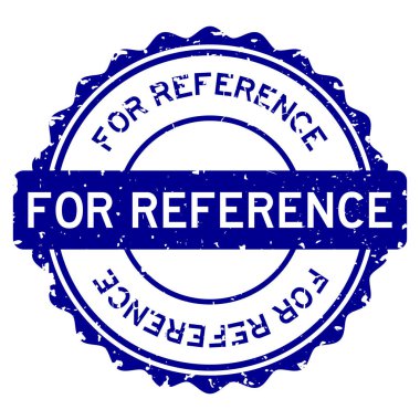 Grunge blue referans kelime yuvarlak lastik mühür beyaz arka planda