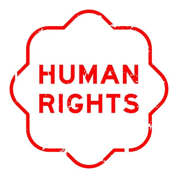 Grunge Red Human Rights Word Rubber Seal Stamp White Background — 图库矢量图片