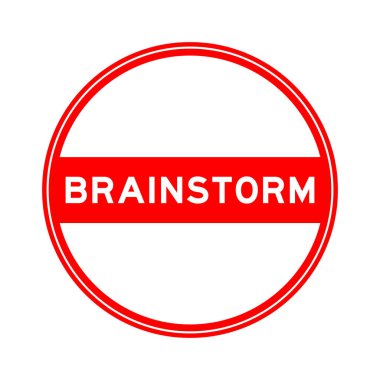 Beyaz arka planda kelime ile kırmızı renkli mühür etiketi beyin fırtınası