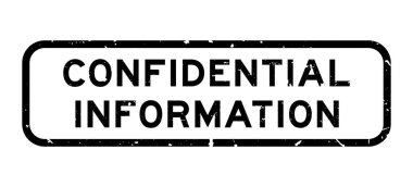 Grunge siyah gizli bilgi sözcüğü beyaz arka planda kare kauçuk mühür