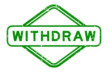 Grunge yeşil beyaz arka planda lastik mühür sözcüğünü geri çek