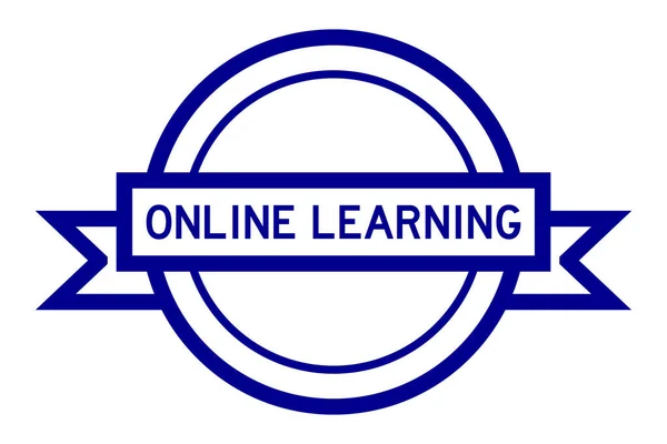 Vintage Blaue Farbe Rundes Etikett Banner Mit Wort Online Lernen — Stockvektor