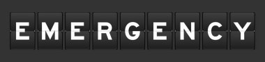 Gri arkaplanda kelime acil durumu olan siyah renk analog çevirme tahtası