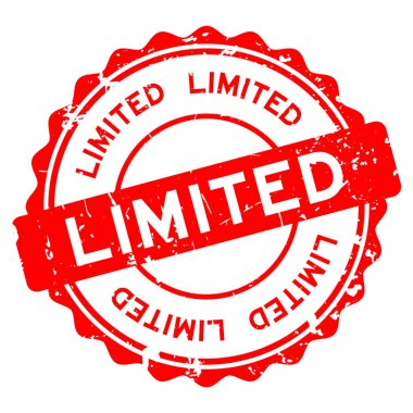 Grunge kırmızı beyaz arka plan üzerinde yuvarlak lastik mühür damgası word sınırlı