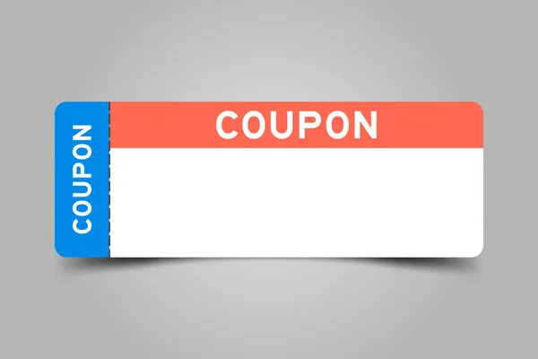 Biglietto Colori Blu Arancione Con Coupon Word Spazio Bianco Copia — Vettoriale Stock