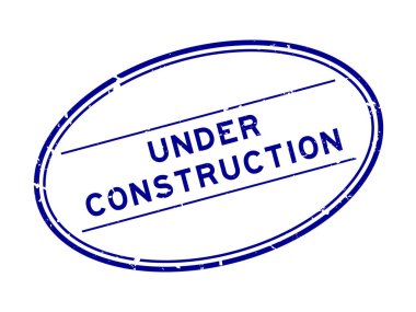 Grunge blue, beyaz arka planda oval lastik mühür sözcüğü altında.