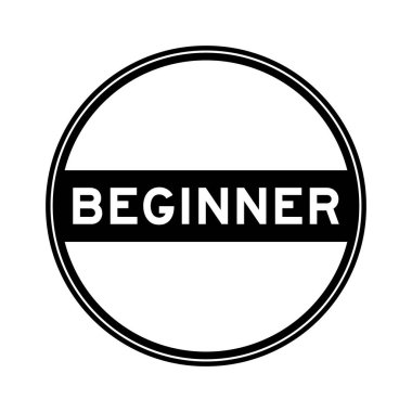 Beyaz arkaplanda sözcük başlatıcısıyla siyah renkli yuvarlak mühür etiketi