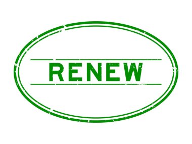 Grunge green renew word rubber seal stamp on white background clipart