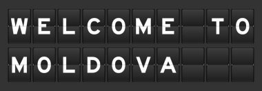 Kelime ile siyah renk analog çevirme tahtası gri arka planda Moldova hoş geldiniz