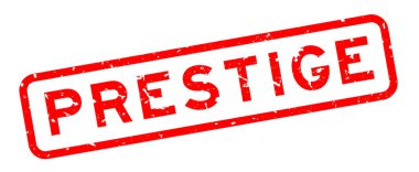 Grunge kırmızı prestij kelime kare kauçuk mühür beyaz arka planda