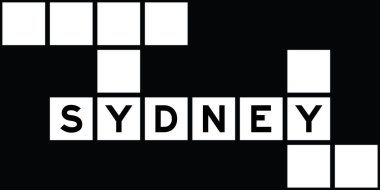 Bulmaca arka planında kelime olarak alfabe harfi sydney