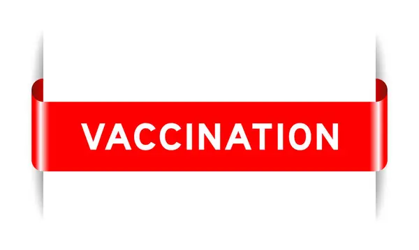 Banner Etiqueta Insertado Color Rojo Con Vacunación Palabras Sobre Fondo — Vector de stock