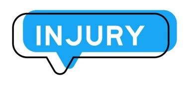 Konuşma pankartı ve mavi tonda beyaz arka planda kelime yaralanması