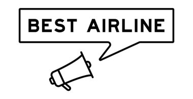 Beyaz arka plandaki en iyi havayolu sözcük baloncuklu megafon simgesi