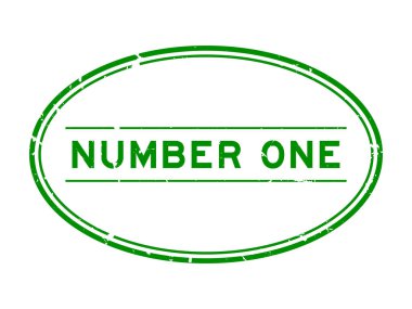 Grunge yeşil bir numaralı kelime beyaz arka planda lastik mühür