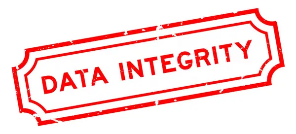 Grunge Červená Data Intergrity Slovo Guma Razítko Bílém Pozadí — Stockový vektor