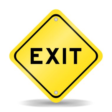 Beyaz arkaplanda kelime çıkışı olan sarı renk taşıma işareti