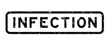 Grunge siyah enfeksiyon kelime kare beyaz arka planda lastik mühür