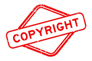 Grunge kırmızı telif hakkı sözcüğü beyaz arkaplanda lastik mühür