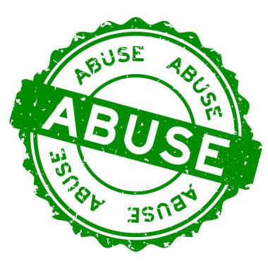 Grunge yeşil küfür sözcüğü beyaz arka planda lastik mühür damgası