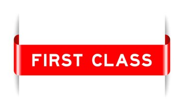 Beyaz zemin üzerinde birinci sınıf kelime ile kırmızı etiket etiketi eklendi