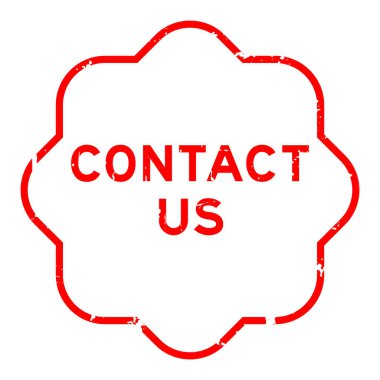 Grunge kırmızısı beyaz arka planda lastik mühür sözcüğüyle temas kur.