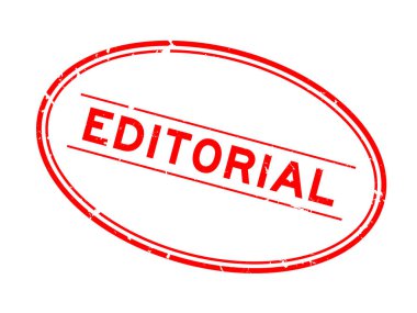 Grunge kırmızı yazı işleri sözcüğü oval lastik damga beyaz arka planda