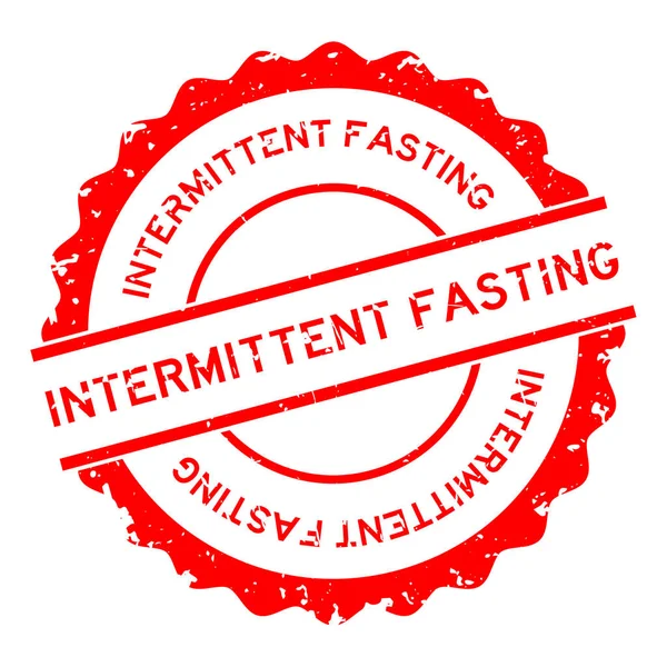 Grunge kırmızı aralıklı oruç kelime yuvarlak lastik mühür beyaz arka planda