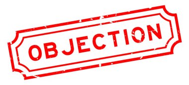 Grunge kırmızı itiraz sözcüğü beyaz arka planda lastik mühür