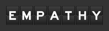 Gri arkaplanda kelime empatisi olan siyah renk analog çevirme tahtası