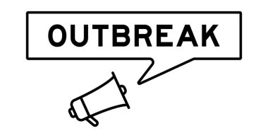 Beyaz arkaplanda kelime salgınında konuşma baloncuğu olan megafon simgesi