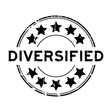 Beyaz arkaplanda yıldız simgesi yuvarlak lastik mühür damgalı Grunge siyah çeşitlendirilmiş kelime