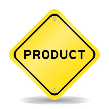 Beyaz arkaplanda kelime ürünü içeren sarı renk taşıma işareti