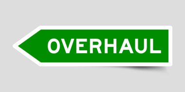 Gri arkaplanda kelime tadilatı içeren yeşil renkli ok şekli etiketi