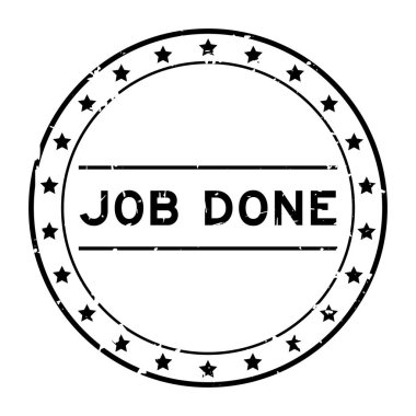 Grunge siyah işi beyaz arka planda kelime yuvarlak lastik mühür damgası yaptı