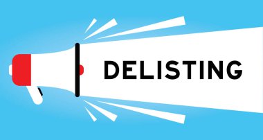 Mavi arkaplanda beyaz pankartta yer alan kelime ile renklendirilmiş megafon simgesi